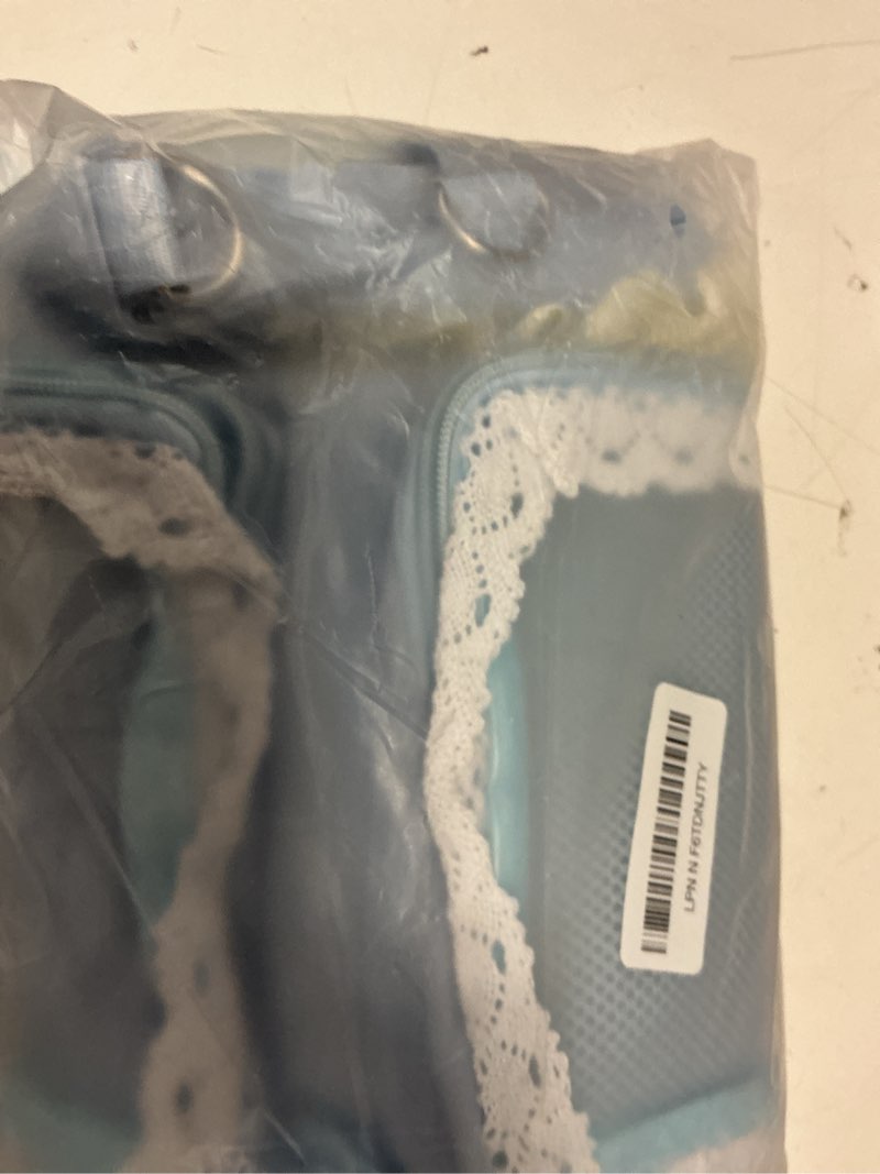 Condition photo showing New/Like New for ita bag,diy clear pin display bag with insert and accessories,anime kawaii ita crossbody purse,women y2k shoulder bags blue