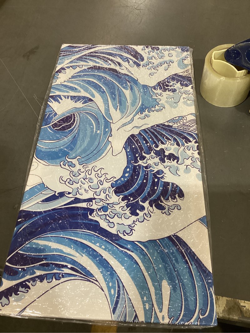 Condition photo showing New/Like New for great wave decor japanese canvas wall art seascape picture asian landscape canvas prints blue poster kanagawa artwork for living room bedroom home decor framed - 12.00"x24.00" art-1 24"l x 12"w