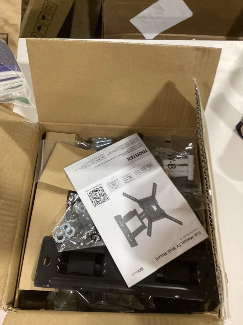 Condition photo showing New/Like New for monTEK Full Motion TV Wall Mount for 23–65 Inch Flat & Curved TVs and Monitors, Swivel & Tilt Articulating Bracket, Max VESA 400x400mm, Holds up to 77 lbs, Perfect Center Design Full Motion 23-65 inch