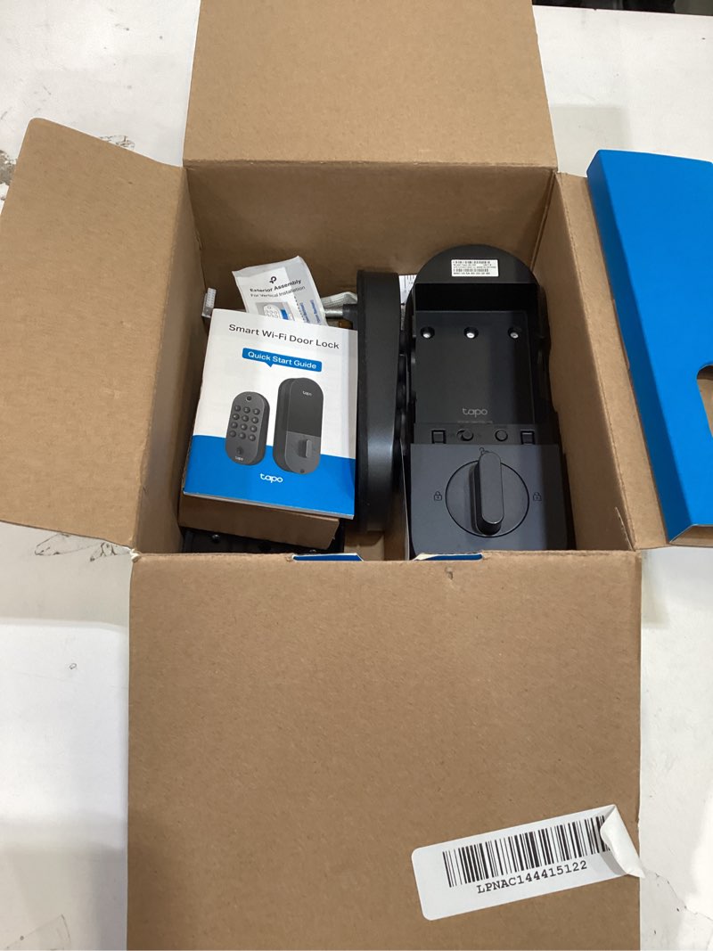 Condition photo showing As Is for tapo smart wi-fi deadbolt door lock - fingerprint recognition, keyless tactile buttons & in-app monitoring, auto-lock, ip54, bhma certified, compatible with standard door sizes, tapo dl105