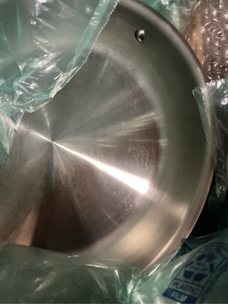 Condition photo showing As Is for All-Clad D5 5-Ply Brushed Stainless Steel Fry Pan 12 Inch Induction Oven Broiler Safe 600F Pots and Pans, Cookware Silver BRUSHED SS POLISHED BAND 12-Inch