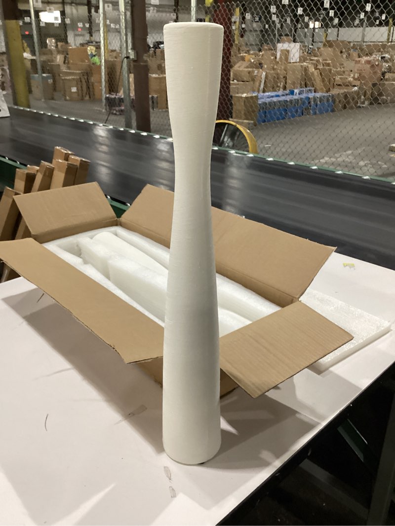 Condition photo showing New/Like New for Nuogo 2 Pcs 20'' Tall White Floor Vases Ceramic Skinny Long Vase for Pampas Grass Modern Minimalist Tall Flower for Fireplace Living Room Home Decor White 2