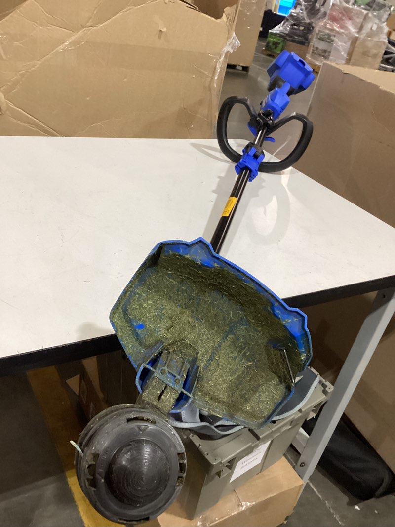 Condition photo showing As Is for kobalt gen4 40-volt 15-in straight shaft battery string trimmer 4.0 ah no battery or charger included