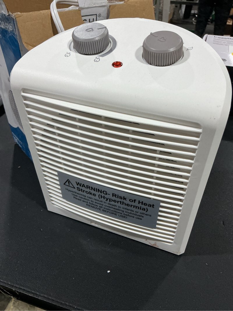 Condition photo showing As Is for Utilitech 1500 -Watt Fan Compact personal Indoor Electric Space Heater with Thermostat