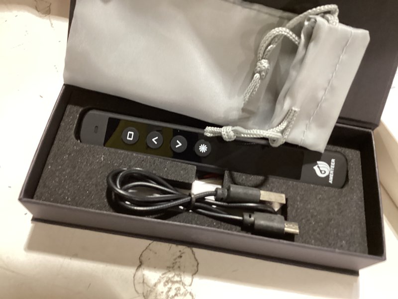 Condition photo showing Good Condition for amerteer wireless presenter remote – presentation clicker with 2.4ghz rf hyperlink & volume control, built-in rechargeable battery, compatible with keynote, powerpoint, mac, pc, and laptops