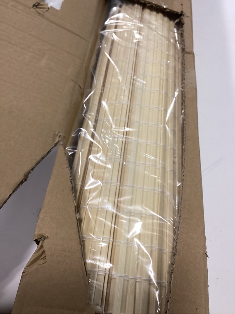 Condition photo showing Good Condition for LazBlinds No Tools No Drill Cordless Bamboo Roman Shades, Privacy Window Treatment, Roll Up Bamboo Blinds for Windows 33'' W x 64'' H, Natural Privacy-natural 33" W x 64" H