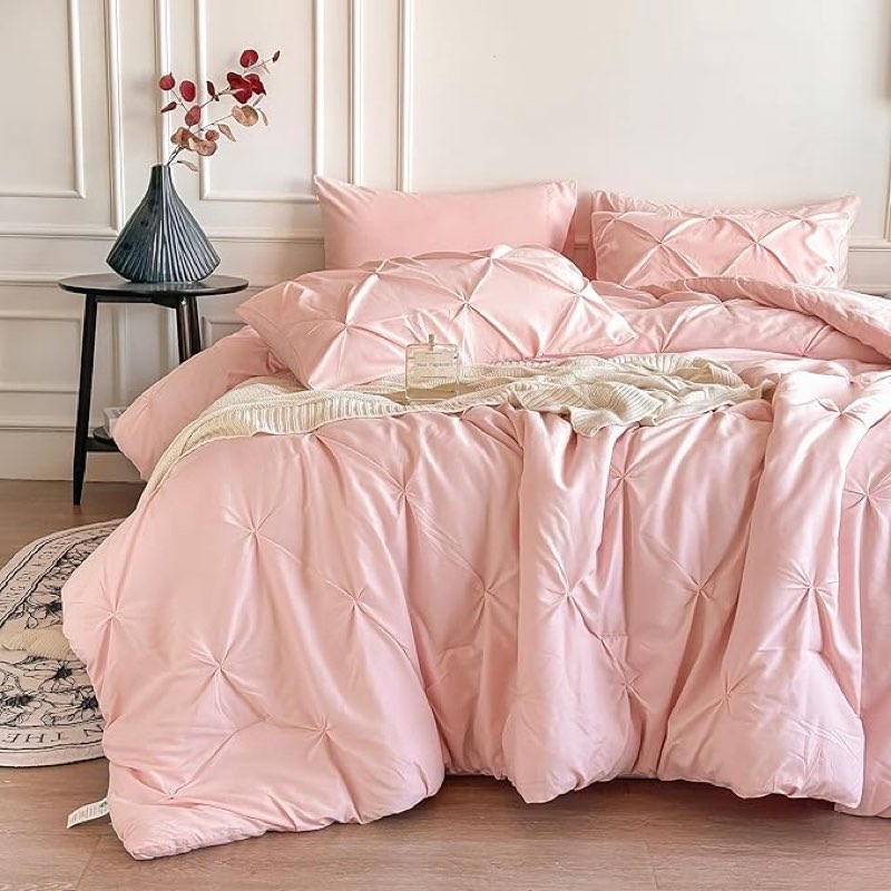 Maple&Stone King Size Comforter Set, 7 Pieces King Bedding Set, Pintuck Bed in a Bag Bed Set with Co