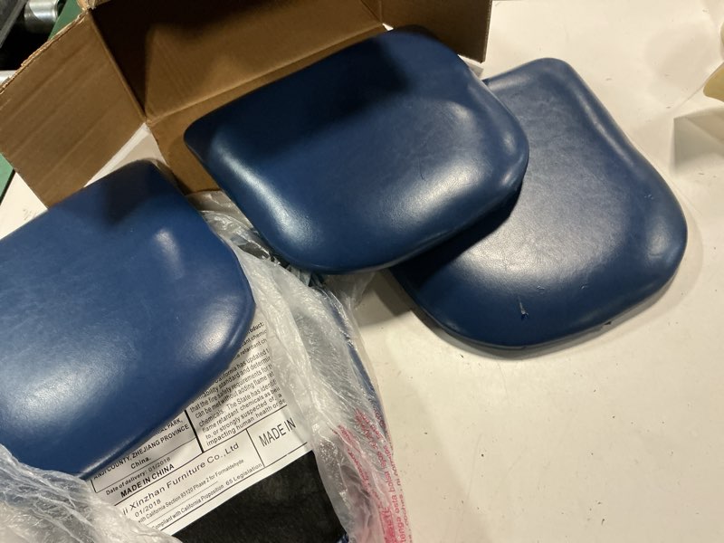 Condition photo showing Good Condition for lancaster table seating spartan 12”x12” 10.5”, pack of 4 navy vinyl padded seat for chair and barstool 12”x12” 10.5”,pack of 4