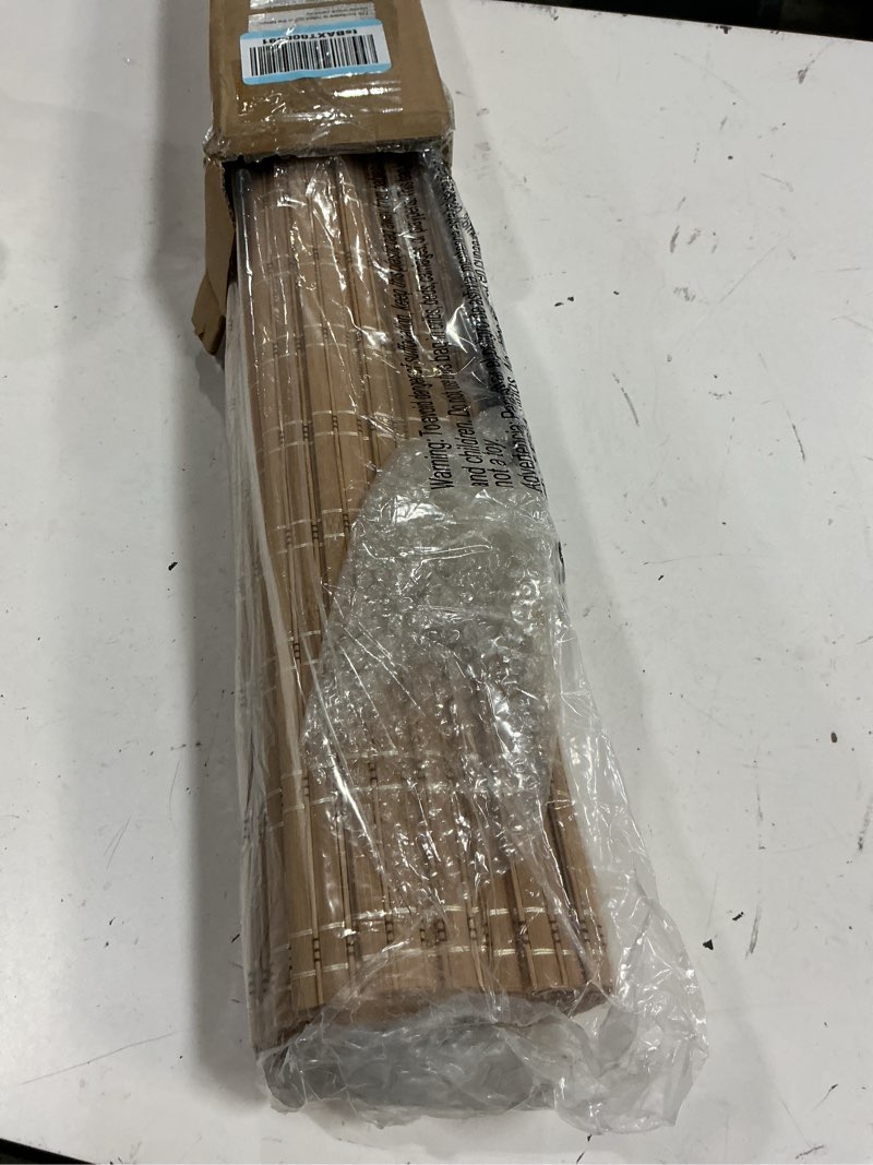 Condition photo showing Good Condition for lazblinds no tools no drill cordless bamboo roman shades, light filtering window treatment, roll up bamboo blinds for windows 39'' w x 72'' h, brown light filtering-brown206 39" w × 72" h