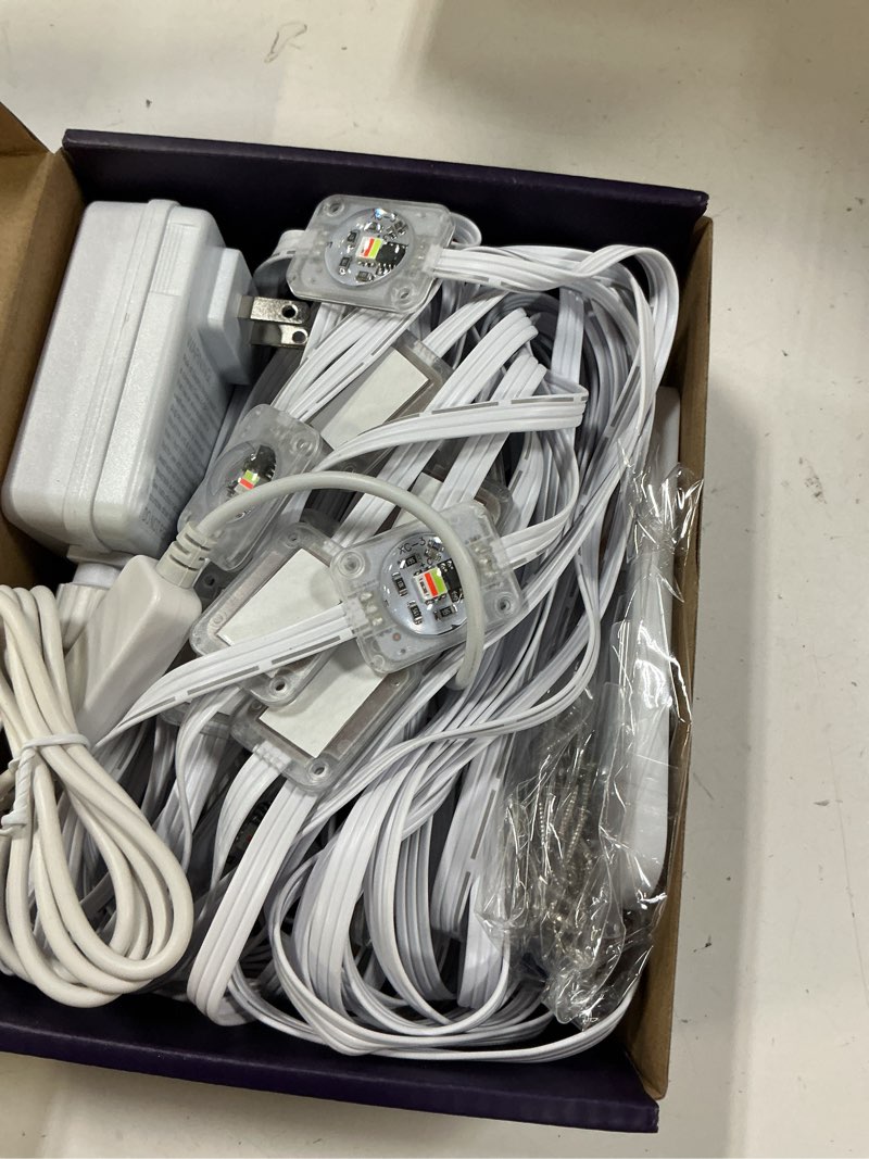 Condition photo showing As Is for permanent outdoor lights, 50ft rgb+ic smart led lights, ip67 waterproof smart outdoor decorations with app/remote for christmas, new year, halloween, holiday, daily, party decor,valentine's day
