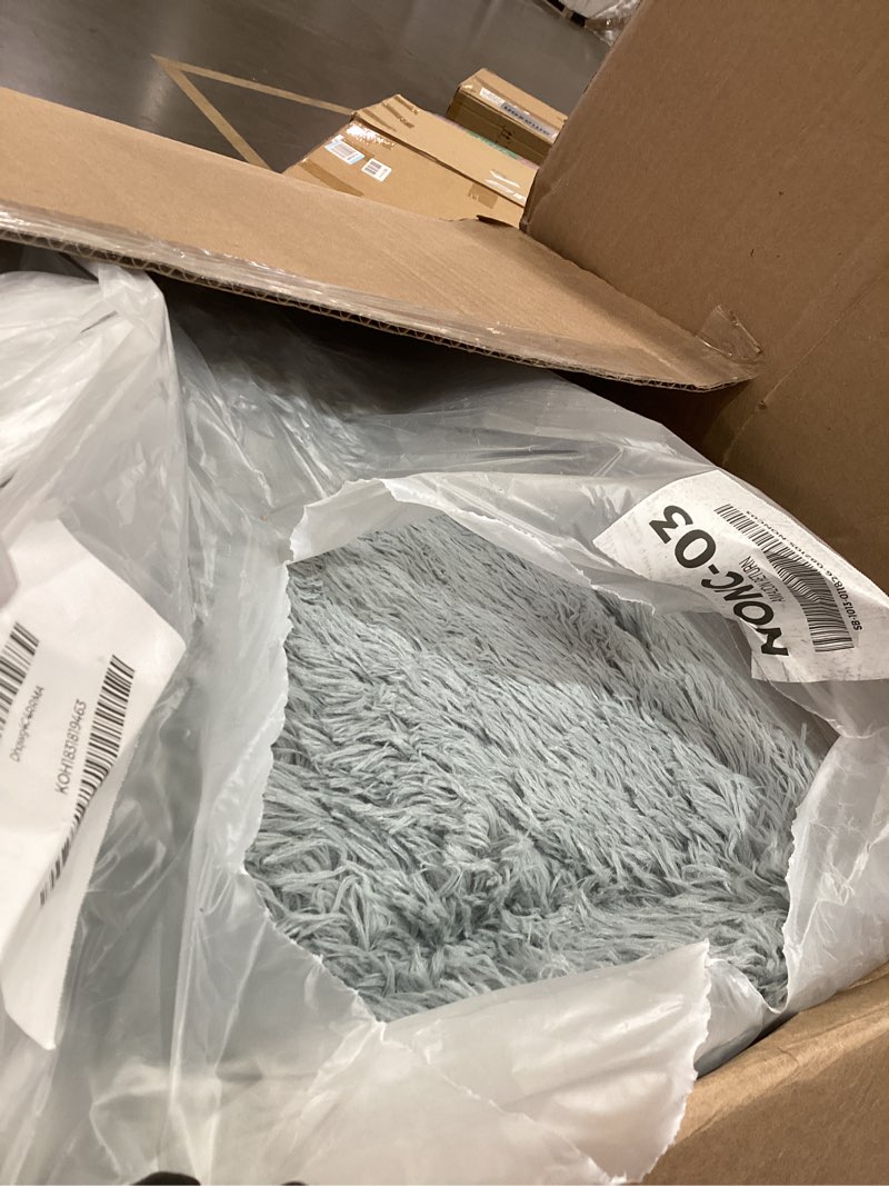 Condition photo showing As Is for TWINNIS Super Soft Shaggy Rugs Fluffy Carpets, 8x10 Feet, Indoor Modern Plush Area Rugs for Living Room Bedroom Kids Room Nursery Home Decor, Upgrade Anti-Skid Rectangular Fuzzy Rug, Grey 8' x 10' (Rectangular) Grey