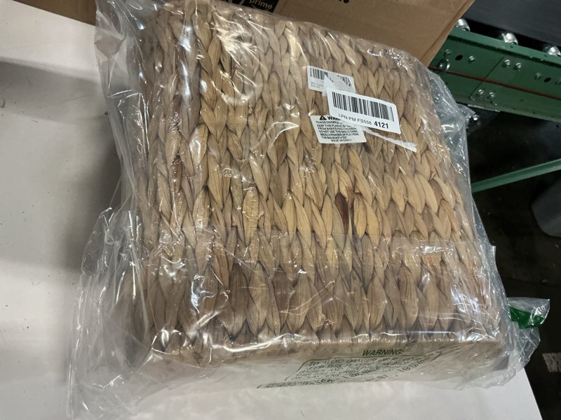 Condition photo showing New/Like New for Wicker Bathroom Trash Can with Lid,Narrow Rattan Waste Basket with Removable Liner Bucket,Slim Woven Water Hyacinth Garbage Can for Bedroom,Office,Small Spaces,3 Gallon