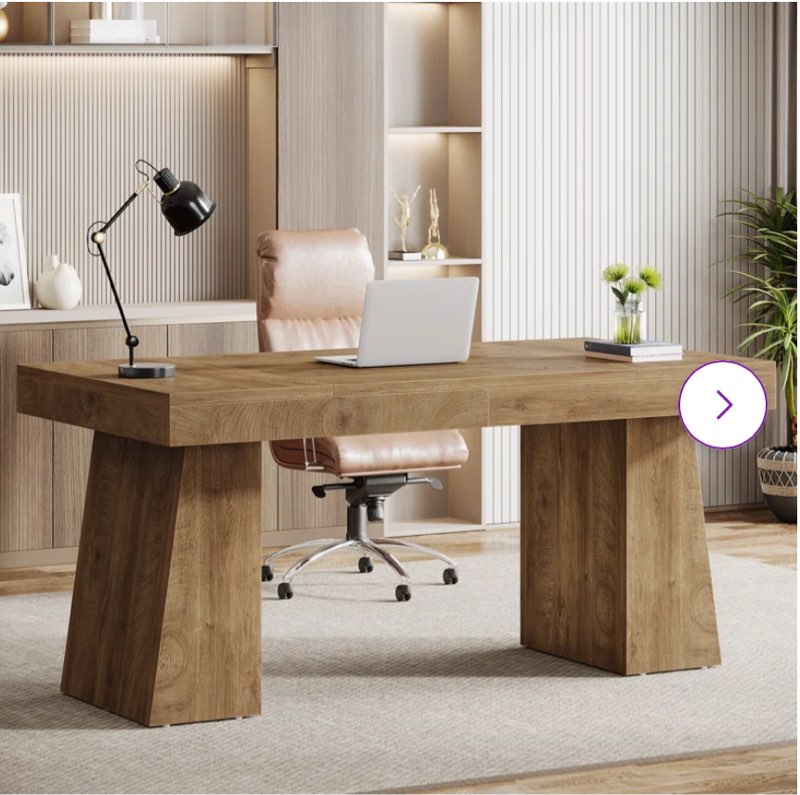 Wolbach 55 Inches Executive Desk with Double Trapezoid Base Color: Light Brown