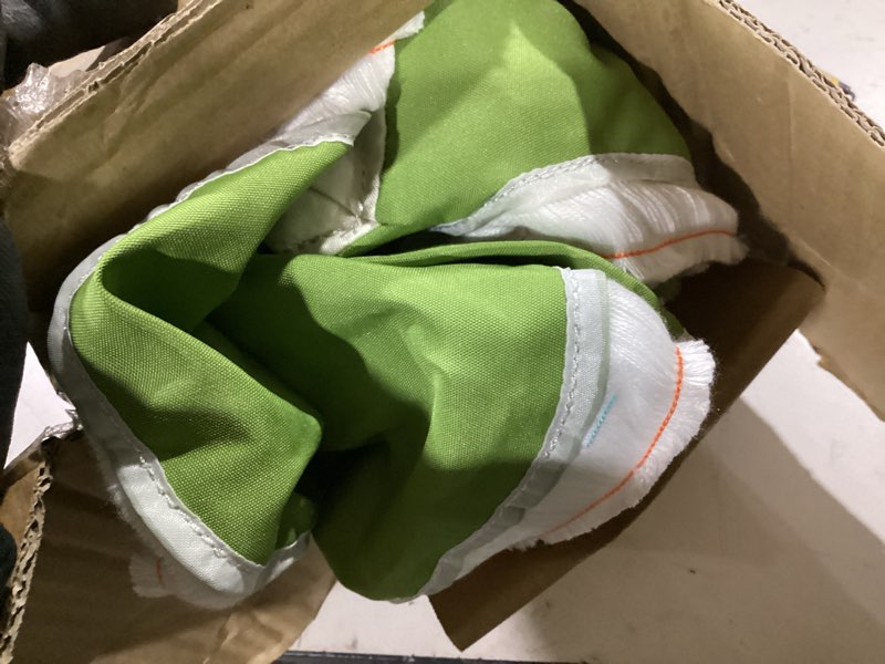 Condition photo showing Good Condition for tempera 9ft scalloped patio umbrellas with fringe, market umbrellas with water-resistant and fade resistant canopy, 1.5" wood pole & button tilt,green beige spliced green beige spliced 9 ft push-button-tilt