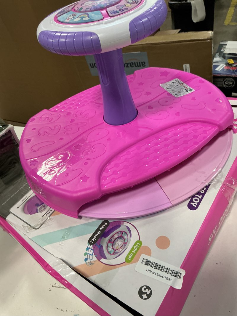 Condition photo showing As Is for Sit and Spin Toys for Toddlers 1-3 Girls, 360° Toddler Spinning Seat with LED Lights and Music Christmas Birthday Gift for 1 2 3 Years Old Girl Sensory Toys Toddler Activities Purple