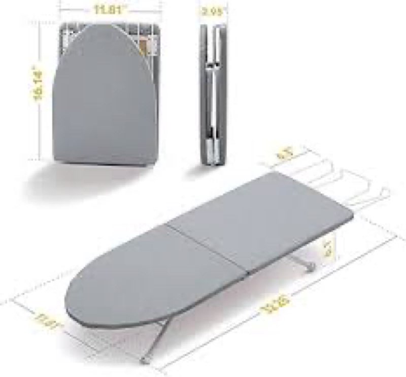 Small Ironing Board Tabletop with Heat Resistant Cover, Compact Mini Ironing Board with Metal mesh F