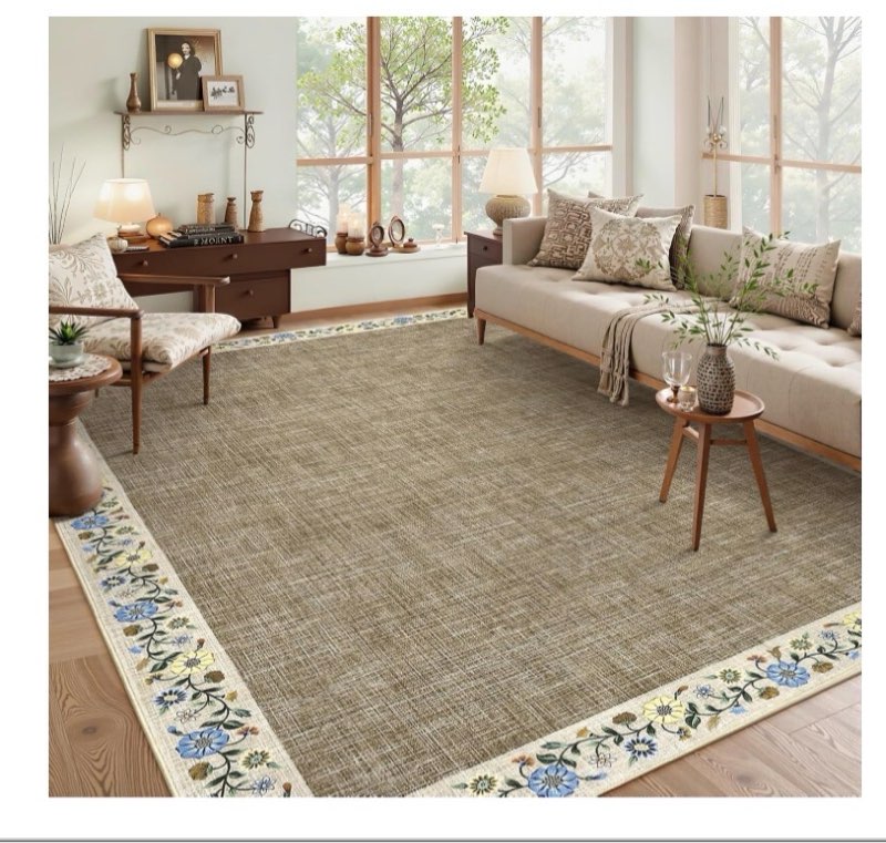 GarveeHome Washable Area Rugs for Bedroom 5x7 Living Room Modern Floral Throw Rugs Non-Slip Lightwei
