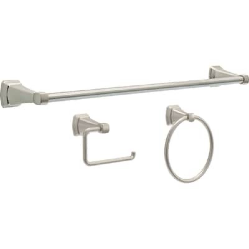 liberty hardware 3-piece flynn spotshield brushed nickel decorative bathroom hardware set