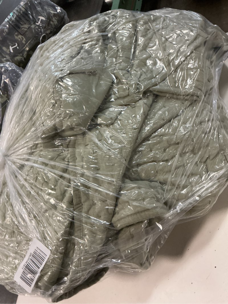 Condition photo showing Good Condition for european linen cotton stitch quilt set, full/queen, willowleaf
