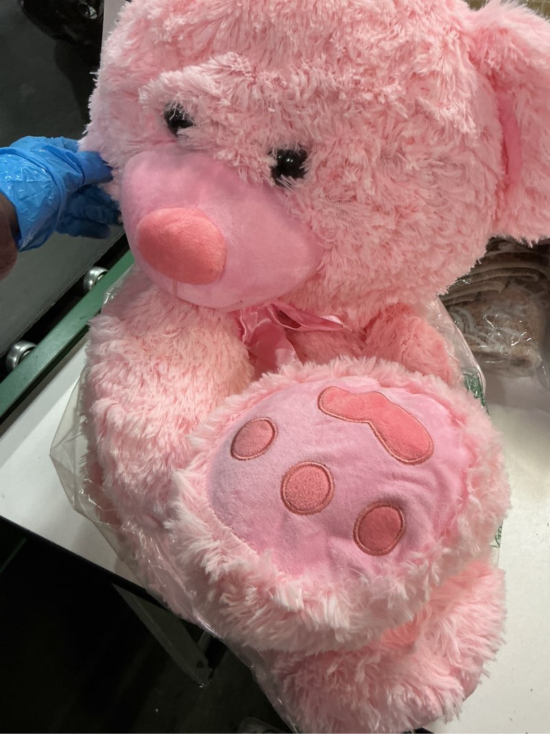 Condition photo showing Good Condition for MorisMos 36 inch Big Teddy Bear Stuffed Animal, 3ft Large Bear Plush, Big Stuffed Bear with Footprints Gifts for Kids, Girls, Girlfriends, Women on Baby Shower, Valentine, Christmas, Birthday Pink 3 ft