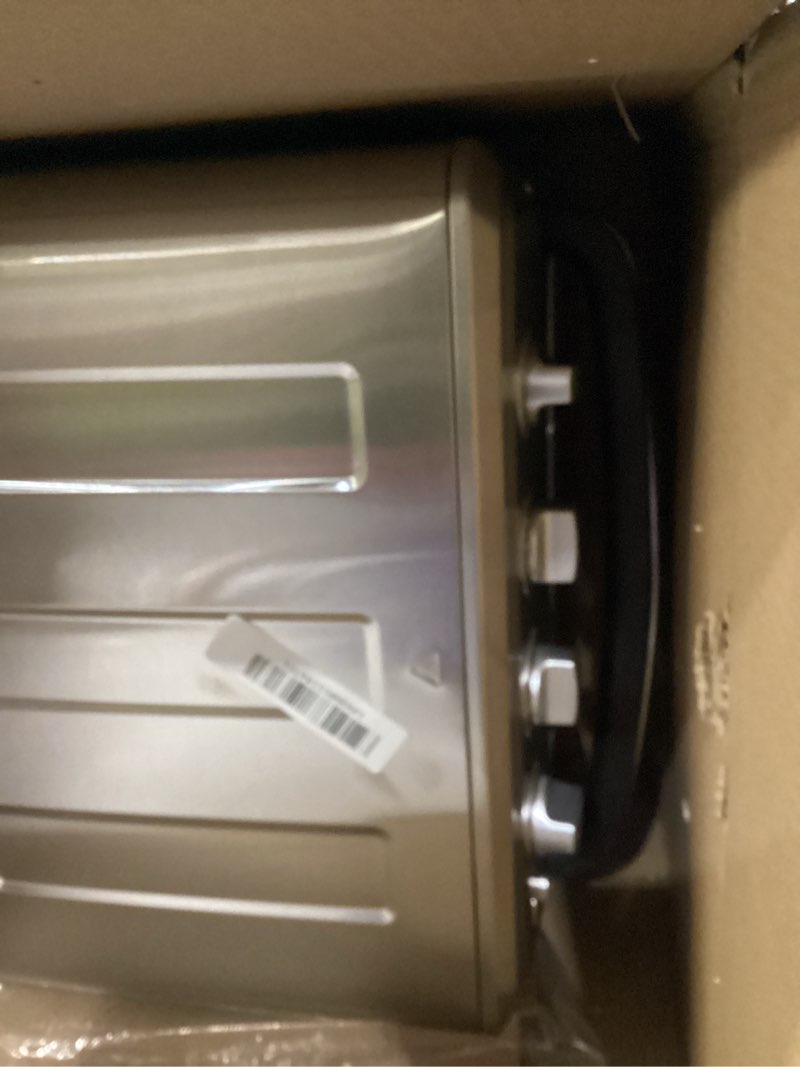 Condition photo showing As Is for Cuisinart Air Fryer Toaster Oven, 1800W, 8-in-1 with Air Fry, Convection, Broil & Warm, 0.6 Cubic Feet, 60-Minute Timer, TOA-70NAS, Stainless Steel Stainless Steel Convection Toaster Air Fryer Oven w/ Grill