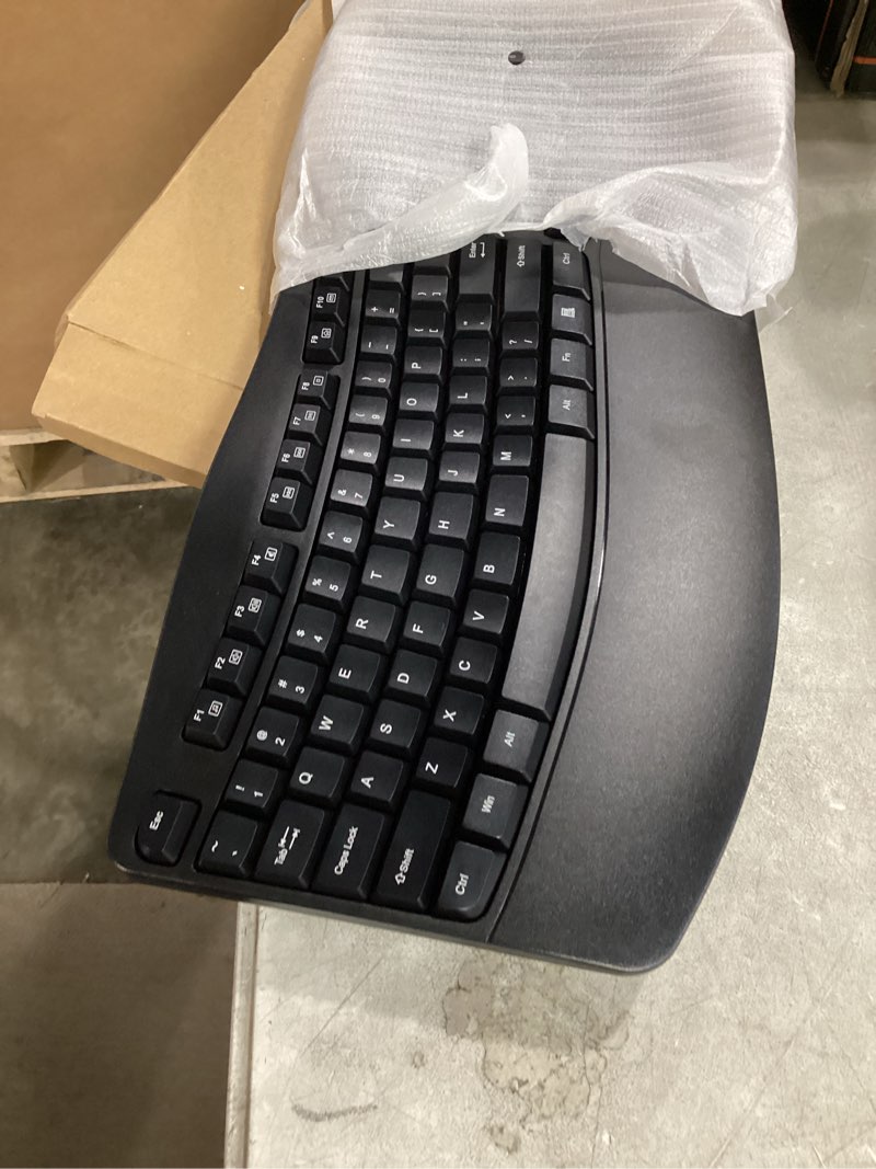 Condition photo showing Good Condition for reccazr ergonomic keyboard, wired computer usb keyboard with wrist rest, spill-resistant, wave keys for natural typing, compatible with windows/pc/laptop(black) deep black