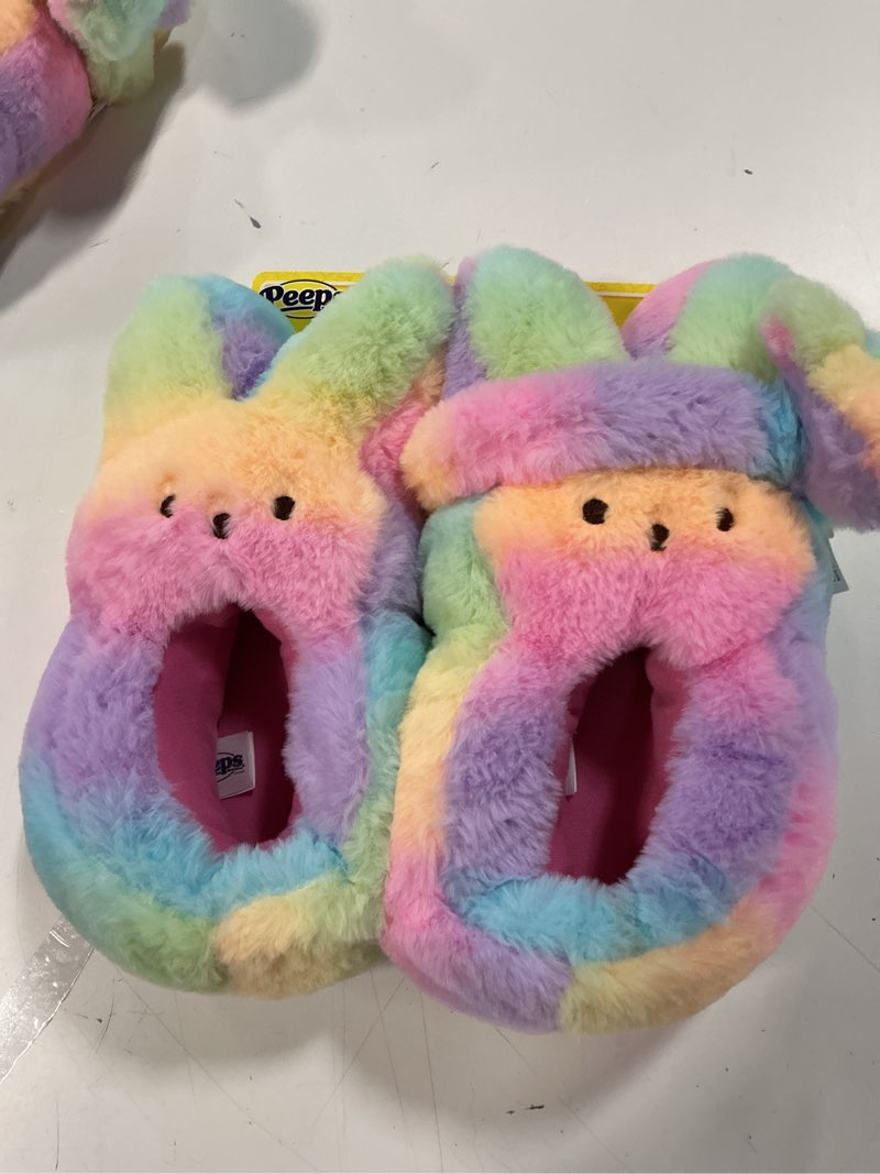Condition photo showing Good Condition for peeps slipper & headband set, rainbow color