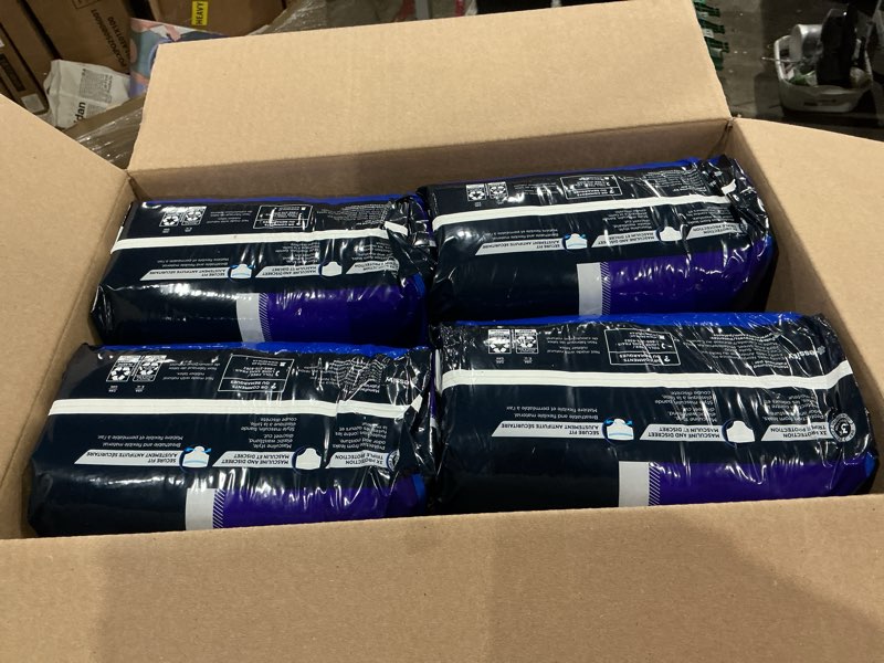 Condition photo showing New/Like New for tena men overnight underwear, extra coverage, l/xl, 48 count