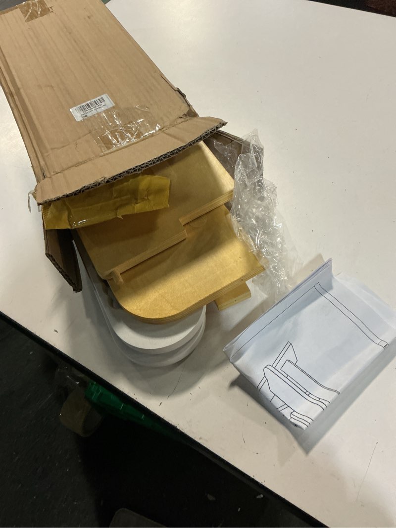 Condition photo showing Good Condition for Toddler Step Stool, Wooden Height-Adjustable 2 Step Stool for Kids, 2 in 1 Potty Training Stool with Safety Handles Non-Slip Pads for Bathroom Sink, Kitchen, Bedroom (White, Foldable) White Foldable