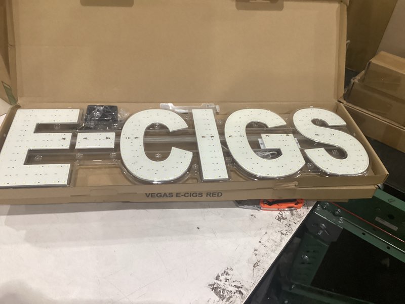 Condition photo showing New/Like New for led e-cigs sign for smoke shops - super bright vape store sign with unique design, high visibility & easy hanging installation for retail window displays