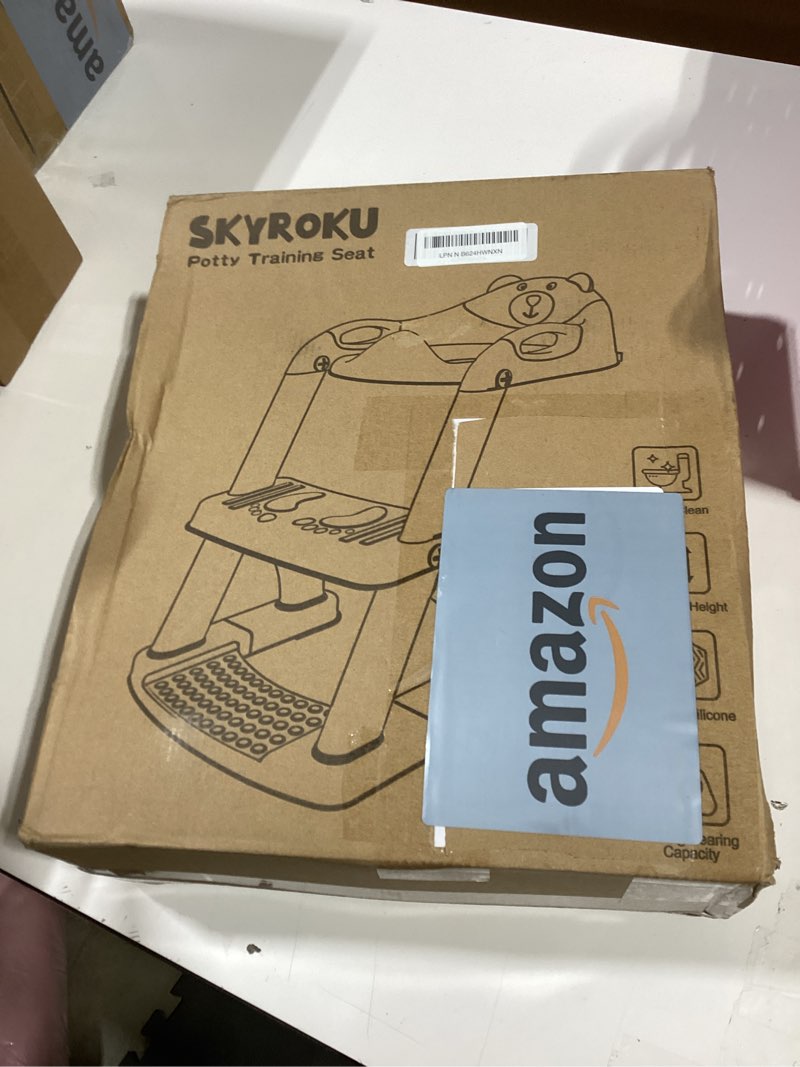 Condition photo showing Good Condition for potty training seat, skyroku upgrade toddler toilet seat for kids boys girls, 2 in 1 potty training toilet, splash guard anti-slip pad step stool,new sector-shape stabilized base (8899+grey) 8898-grey