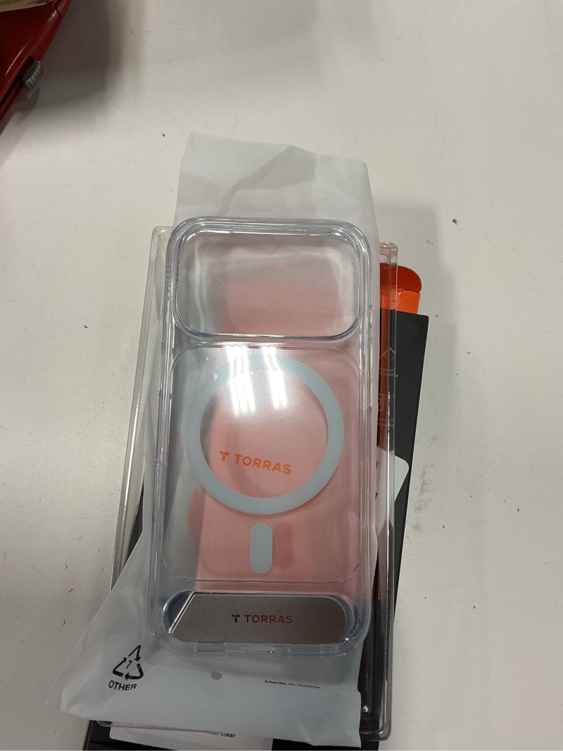 Condition photo showing Good Condition for TORRAS Strong Magnetic & Seamless Stand for iPhone 17 Pro Case, Fit for MagSafe, Militray Grade Protection, Camera Control, Built-in Kickstand Slim Case for iPhone 17 Pro Cover, Anti-Yellowing Clear Clear-17 Pro for iPhone 17 Pro 6.3”