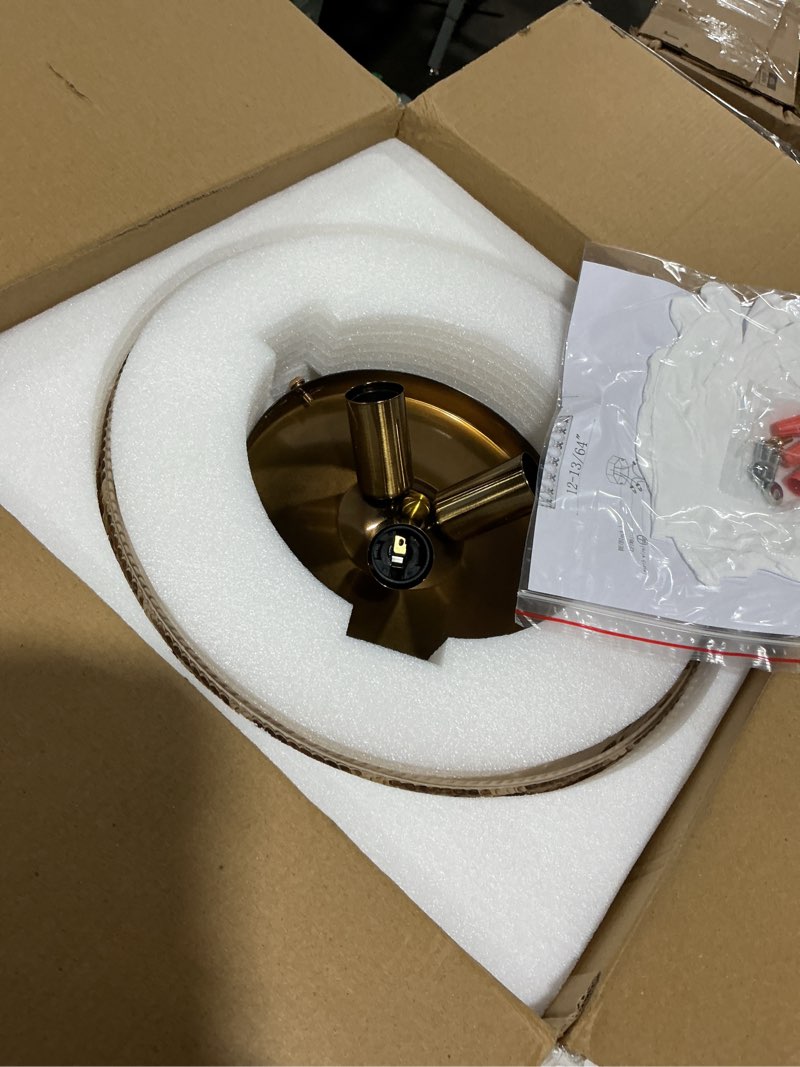 Condition photo showing Good Condition for lamomo semi flush mount ceiling light, upgraded larger 12 inch hallway light fixture, 3 light globe glass close to ceiling scone, amber indoor hanging light for bedroom kitchen porch hallway amber 12.2''