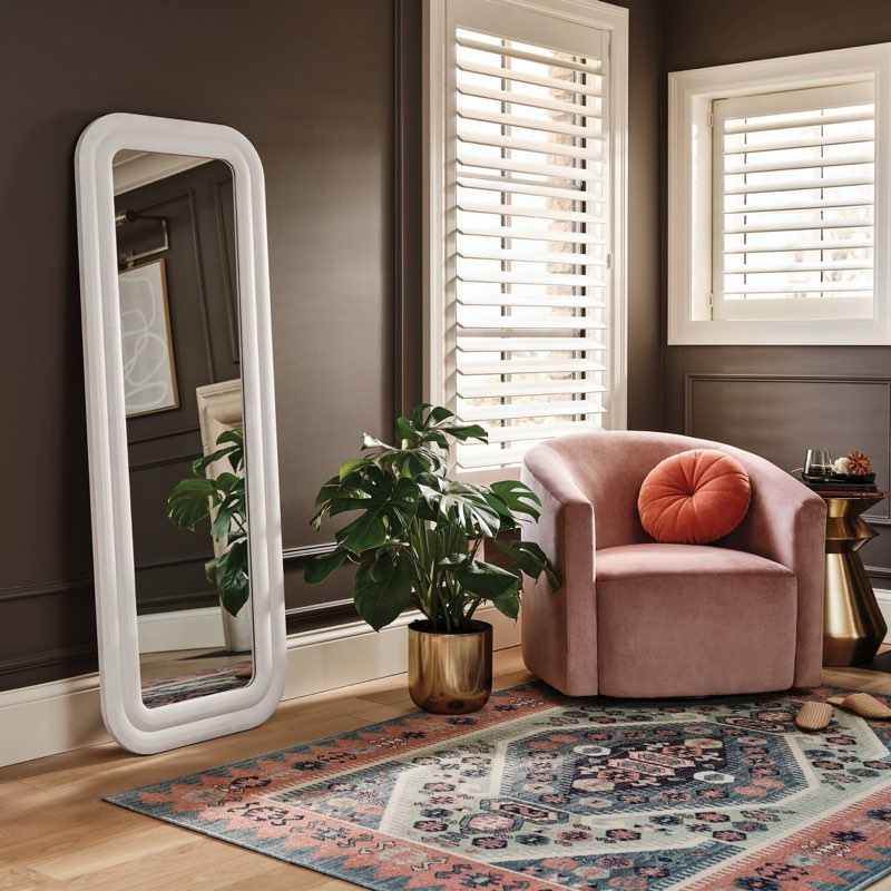 25"x65" textured floor mirror white - threshold