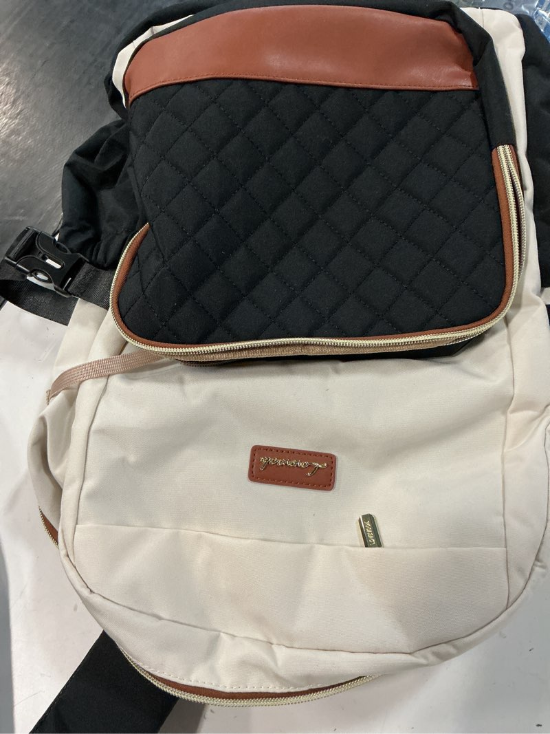Condition photo showing Good Condition for lovevook laptop backpack for women with pouch pocket for large capacity cup,15.6 inch teacher nurse college work travel backpack purse,waterproof laptop computer bags,beige-black-brown+diamond-shaped 15.6 inch beige - black - chestnut brown + diamond-shaped