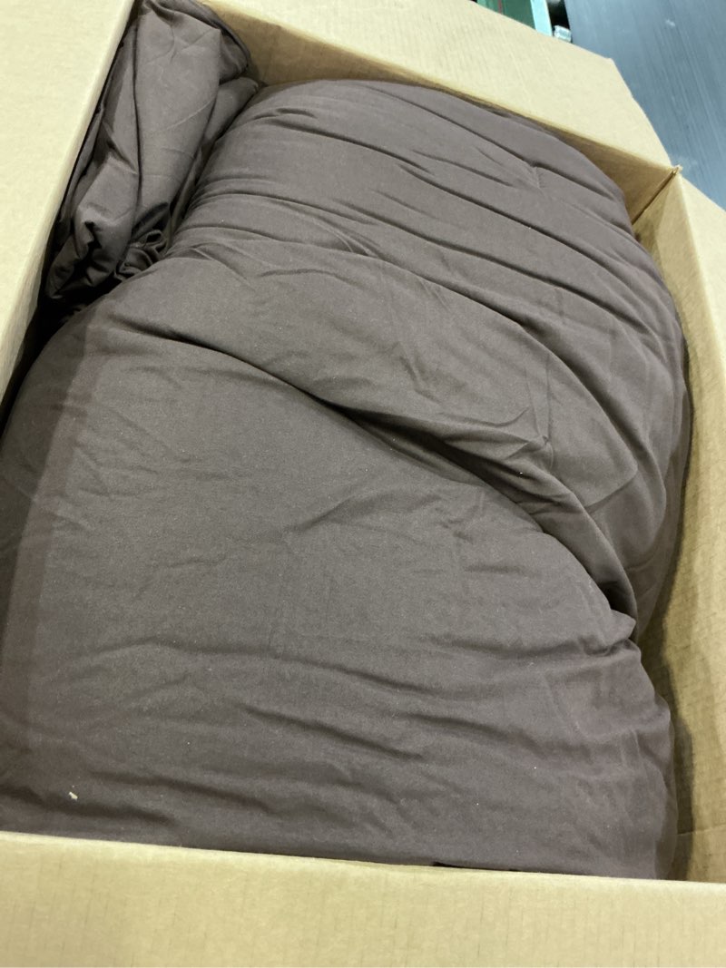 Condition photo showing As Is for paxrac earthy brown comforter king size, neutral 3 pieces comforter set, lightweight solid bedding set, all seasons soft fluffy king comforter set (104x90in comforter & 2 pillowcases) brown king (104''x90'')
