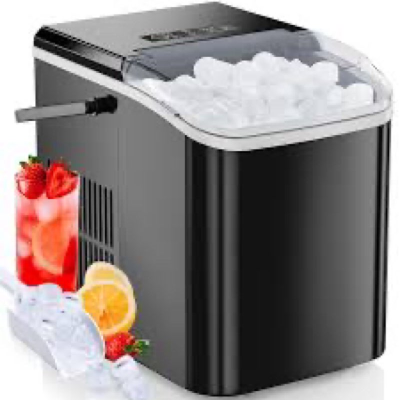 Sweetcrispy Countertop Ice Maker, Portable Ice Machine Self-Cleaning, 9 Cubes in 6 Mins, 26 lbs/24Hr