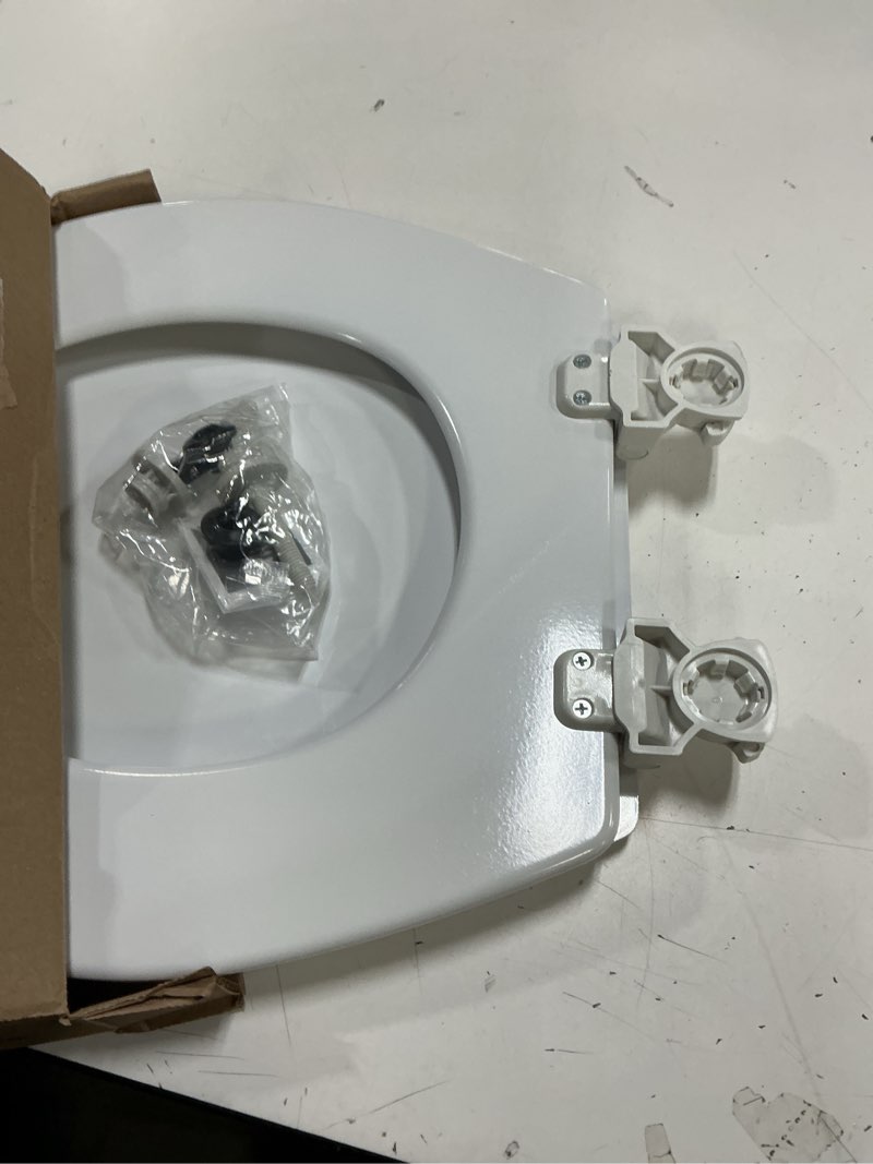 Condition photo showing As Is for BEMIS 500EC 390 Toilet Seat with Easy Clean & Change Hinges, 1 Pack Round, Cotton White