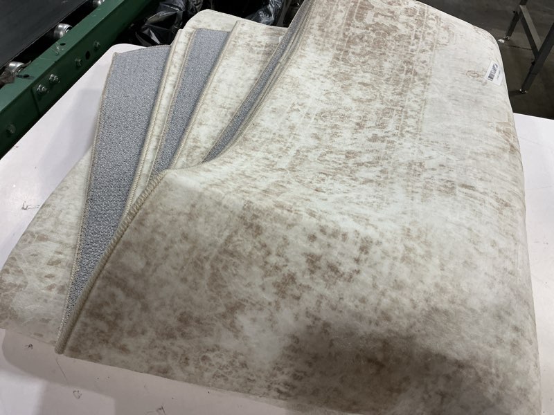 Condition photo showing Good Condition for area rug 6x9 washable rug, vintage boho medallion rugs non-slip soft low pile large distressed rug indoor retro carpet for living room bedroom dining room home office (beige, 6'x9') beige 6' x 9' (rectangular)
