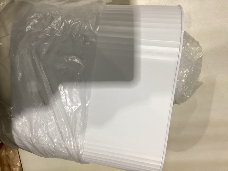 Condition photo showing Good Condition for 5 gallon bathroom trash can with lid, automatic motion sensor white trash can, touchless slim waterproof garbage bin for kitchen, bedroom, office, and bathroom 1p-5 gallon white