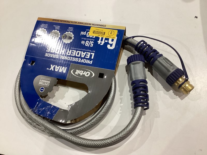 Condition photo showing As Is for orbit max 5/8-in x 6-ft heavy -duty kink free hybrid polymer gray leader hose