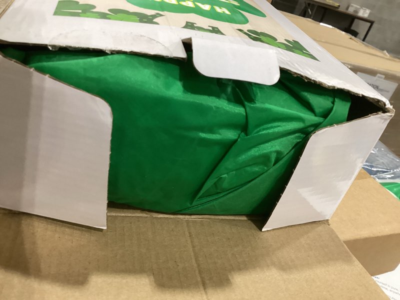 Condition photo showing Good Condition for st. patrick's day inflatable outdoor decorations 4ft giant blow up yard lucky shamrocks clover built in led lights for indoor holiday party garden lawn irish green décor