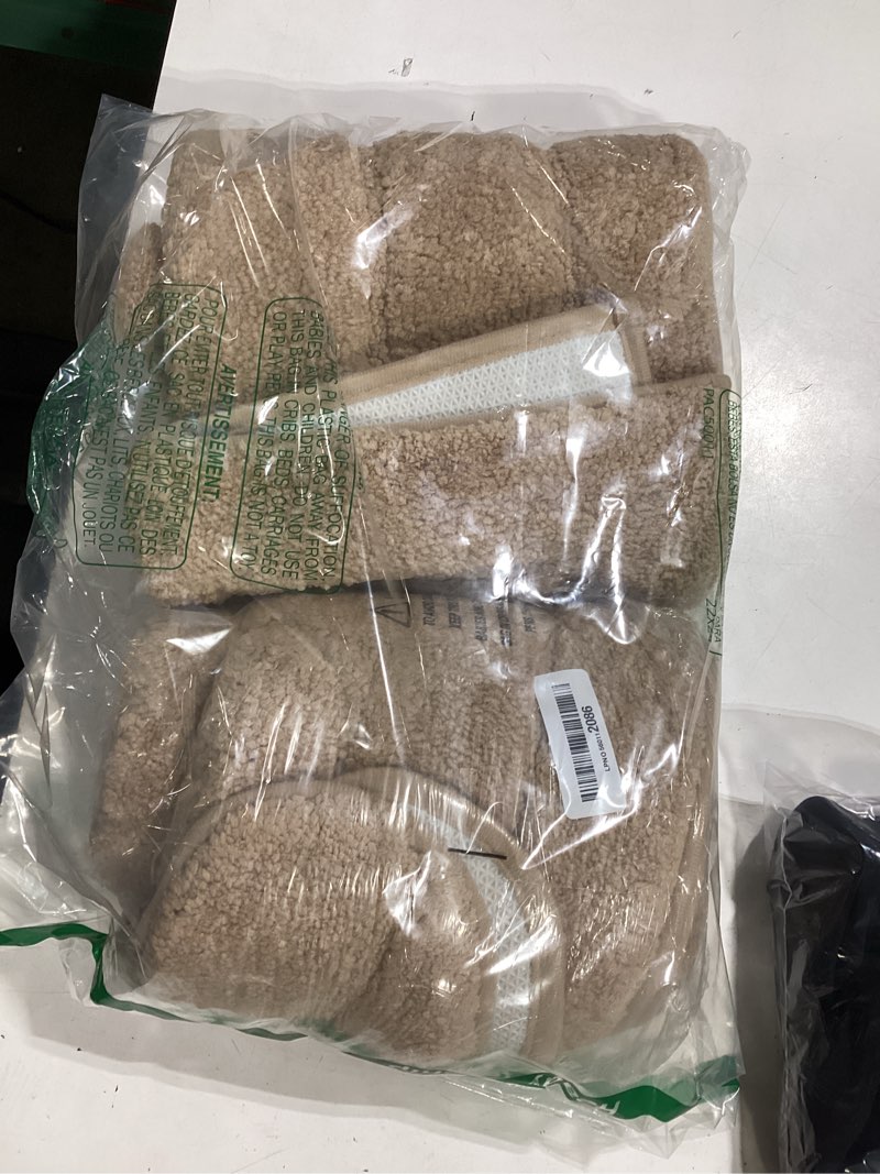 Condition photo showing Good Condition for granny says bathroom rugs sets 3 piece, soft absorbent microfiber bath mats for bathroom non slip washable, u-shaped toilet bath rugs for tub shower (beige, 16" x 24" + 20" x 32" + u shaped 20" x 24") khaki 1'8" x 2'8" (24" x 16" + 32" x 20"+u-shaped)