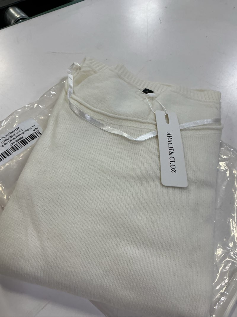 Condition photo showing Good Condition for Arach&Cloz Womens Wool Boat Neck Sweater Outfit Long Sleeve Casual Loose Pullover Trendy Tops 2024 Large Off-white