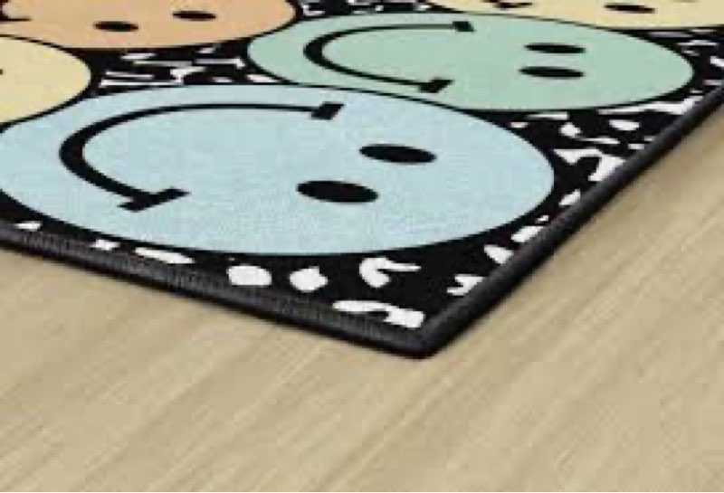 Flagship carpets 7’x6” x 12’ school style rainbonw smileys 