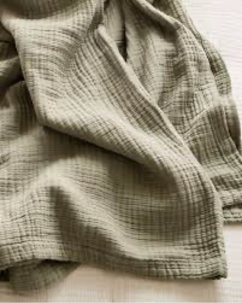 Condition photo showing New/Like New for european linen cotton stitch quilt dried sage  cali king 