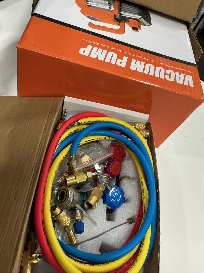 Condition photo showing Good Condition for BACOENG R32 AC Vacuum Pump and Gauge Set, 4 CFM HVAC Vacuum Pump Kit for AUTO/Mini Split System, Sparkless Motor for R1234yf R32 R134a R410a Refrigerants 4CFM & 3Way(R32,R1234YF,R134a,R410a)