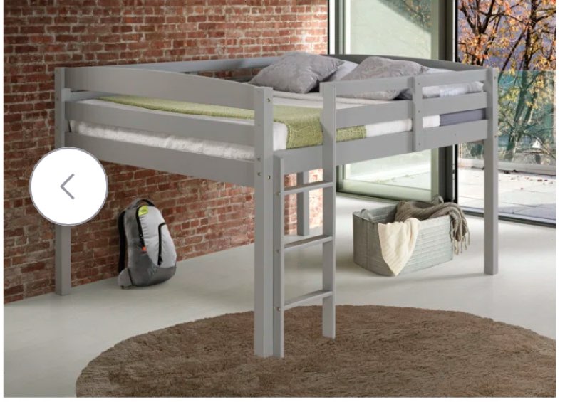 (Incomplete)Full Bunk Bed with Ladder, gray 1 box of 2 