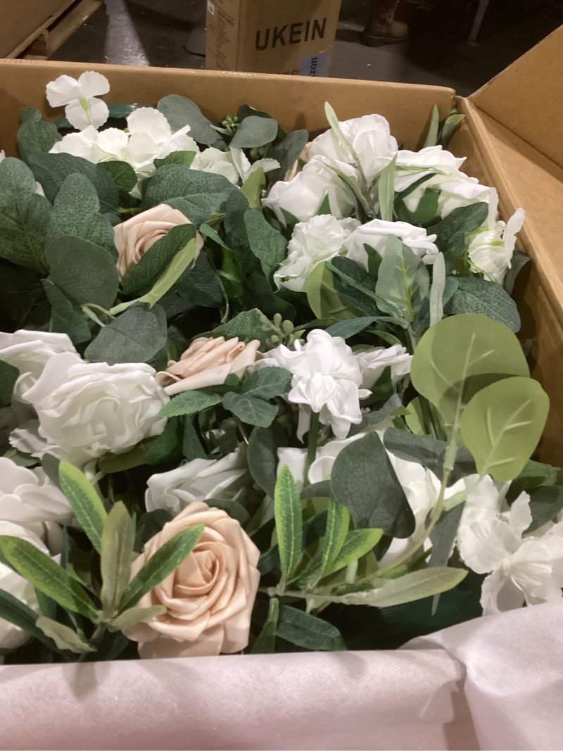 Condition photo showing Good Condition for Ling's moment 41" Tall Free Standing Artificial Flowers Arrangements 2 pcs, Wedding Arch Altar Stage Decorations White Sage for Spring Ceremony Reception Rose Fake Floral Party Outdoor Garden Decor Wht-white & Sage 41" Tall x 22" Cross