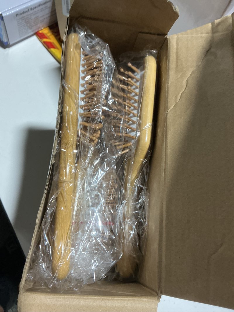 Condition photo showing Good Condition for tessco for you 12 pcs bamboo hair brushes bulk blank wooden paddle brush natural scalp massage anti static hairbrush engraving diy gifts for women, party, wedding(7.87'' x 2.56'',white) 7.87'' x 2.56'' white